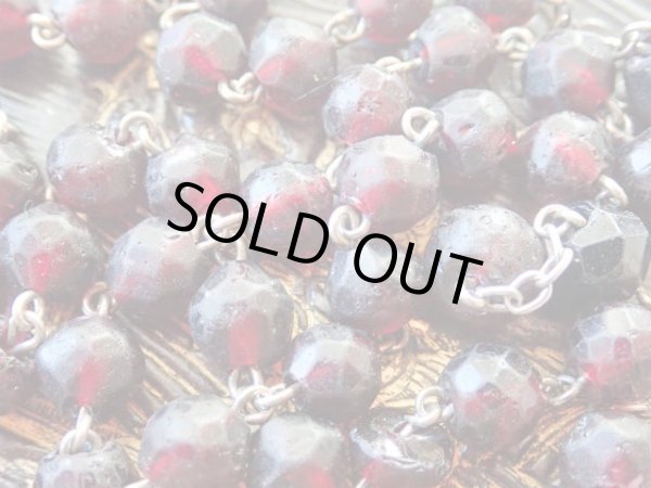 画像5: 【柘榴色手作りカットガラス珠】【シルバー製チェーンとクロス】フランス・アンティーク＆ヴィンテージロザリオ (5)