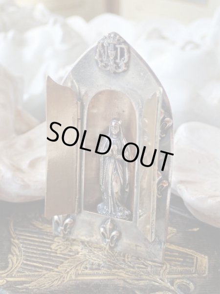 画像6: 【観音開き携帯用小祭壇】【フルールドリス文様ルルドの聖母】フランス・アンティーク＆ヴィンテージ聖品 (6)