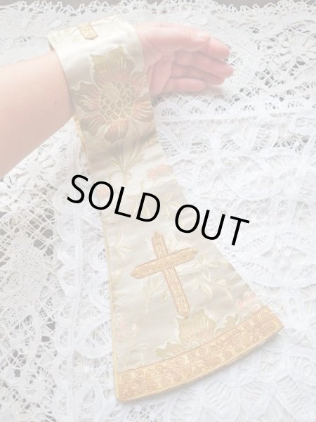 画像5: 【聖職者祭服関連品】【司祭が実際に使用していたマニプル・白と金糸・花柄】ドイツ・アンティーク＆ヴィンテージ聖品 (5)