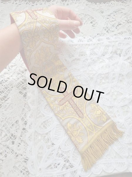 画像5: 【聖職者祭服関連品】【司祭が実際に使用していたマニプル・白と金アラベスク柄】ドイツ・アンティーク＆ヴィンテージ聖品 (5)