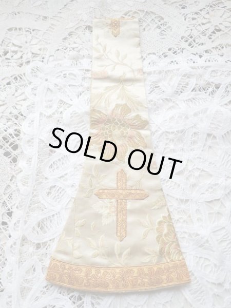 画像3: 【聖職者祭服関連品】【司祭が実際に使用していたマニプル・白と金糸・花柄】ドイツ・アンティーク＆ヴィンテージ聖品 (3)