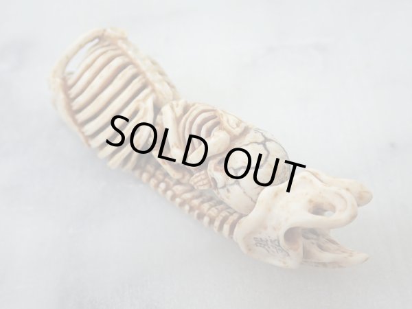 画像5: 母子骸骨彫刻【全生全帰】鹿角製 髑髏作家服部・髑髏根付・提げ物・彫刻・その他髑髏作品 (5)