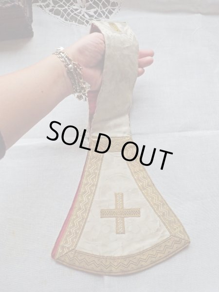 画像4: 【聖職者祭服関連品】【司祭が実際に使用していたマニプル・白と金糸A】ドイツ・アンティーク＆ヴィンテージ聖品 (4)