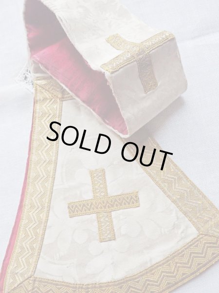 画像5: 【聖職者祭服関連品】【司祭が実際に使用していたマニプル・白と金糸A】ドイツ・アンティーク＆ヴィンテージ聖品 (5)