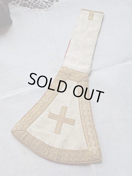 画像2: 【聖職者祭服関連品】【司祭が実際に使用していたマニプル・白と金糸A】ドイツ・アンティーク＆ヴィンテージ聖品 (2)