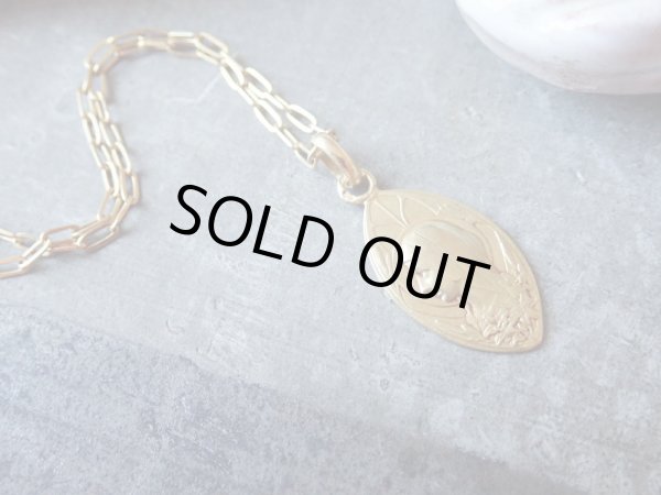 画像6: 【K18イエローゴールドメダイ】【アールヌーヴォー調マーキス型聖母の横顔】【2.2g】フランス・アンティーク＆ヴィンテージメダイ (6)