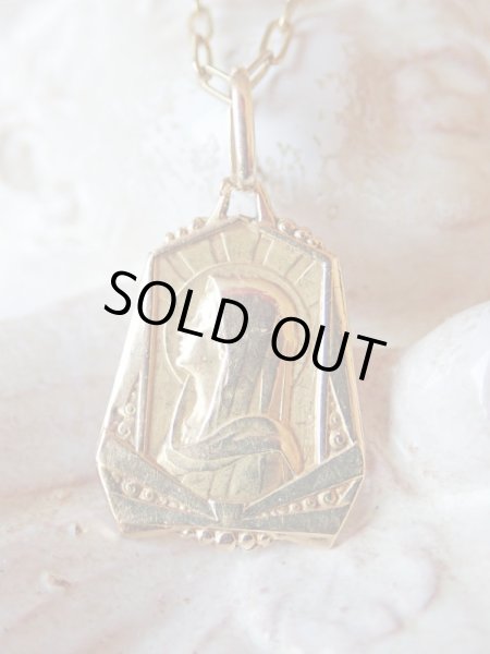 画像3: 【K18イエローゴールドメダイ】【アールデコ調×聖母】【1.1g】フランス・アンティーク＆ヴィンテージメダイ (3)