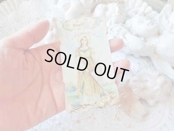 画像6: 【音楽の守護聖人セシリア】【1800年代半ばご絵】イタリア・アンティーク＆ヴィンテージホーリーカード (6)