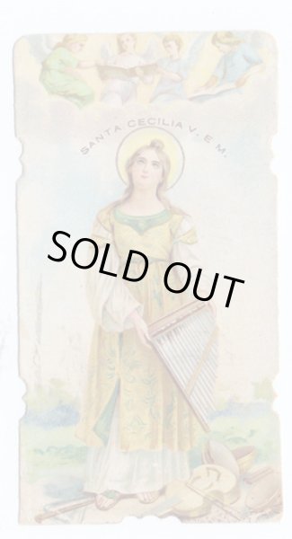 画像3: 【音楽の守護聖人セシリア】【1800年代半ばご絵】イタリア・アンティーク＆ヴィンテージホーリーカード (3)