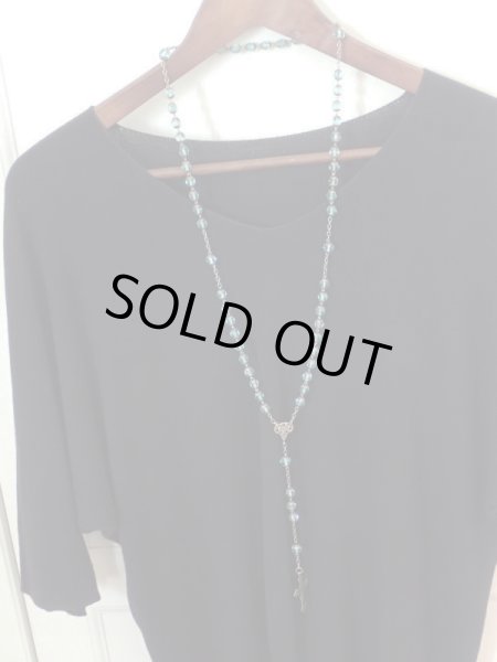 画像14: 【総花座大粒アクアマリン色カットガラス珠ロザリオ】【総シルバーパーツ】【百合の意匠】フランス・アンティーク＆ヴィンテージロザリオ (14)