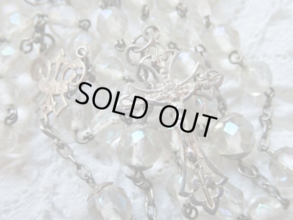 画像8: 【花座付オーロラガラス珠ロザリオ】【総シルバーパーツ】フランス・アンティーク＆ヴィンテージロザリオ (8)