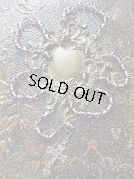 画像2: 【花座付アメジストカラーカットガラス珠ロザリオ大】【総シルバーパーツ】フランス・アンティーク＆ヴィンテージロザリオ (2)