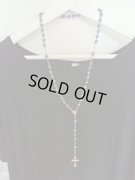 画像20: 【総花座濃ブルーカットガラス珠ロザリオ】【総シルバーパーツ】フランス・アンティーク＆ヴィンテージロザリオ (20)