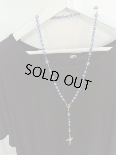 画像20: 【ブルーカットガラス大珠ロザリオ】【総シルバーパーツ】フランス・アンティーク＆ヴィンテージロザリオ (20)