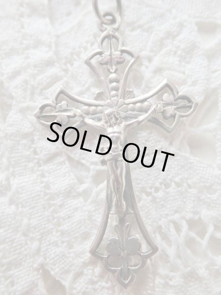 画像8: 【ブルーカットガラス大珠ロザリオ】【総シルバーパーツ】フランス・アンティーク＆ヴィンテージロザリオ (8)