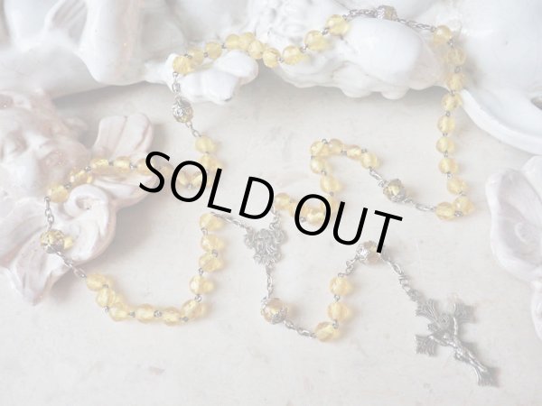 画像2: 【ウランガラスのロザリオ】【1900年代初頭】【総シルバーパーツ＆花座付】フランス・アンティーク＆ヴィンテージロザリオ (2)