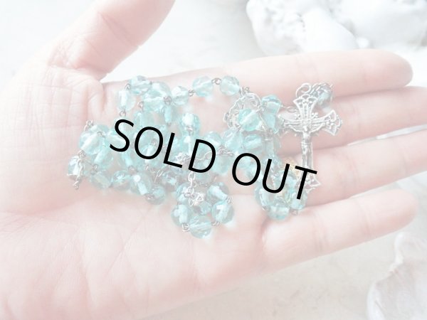 画像13: 【アクアマリンカラーカットガラス珠ロザリオ】【総シルバーパーツ】フランス・アンティーク＆ヴィンテージロザリオ (13)