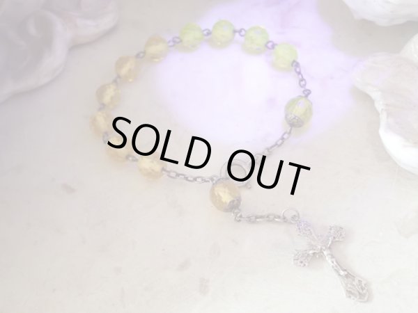 画像3: 【ウランガラスの1連ロザリオブレスレット】【1900年代初頭】【総シルバーパーツ＆一部花座付】フランス・アンティーク＆ヴィンテージロザリオ (3)