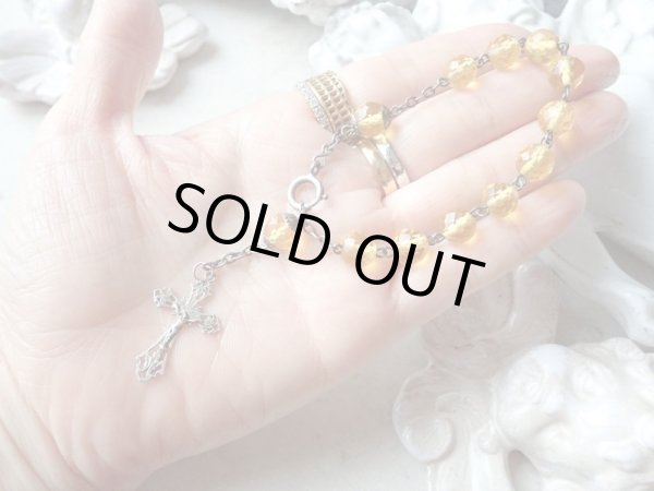 画像18: 【ウランガラスの1連ロザリオブレスレット】【1900年代初頭】【総シルバーパーツ＆一部花座付】フランス・アンティーク＆ヴィンテージロザリオ (18)