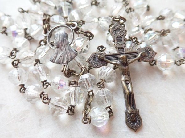 画像4: 【オーロラガラス珠】【レトロデザイン】イタリア・ヴィンテージロザリオ (4)