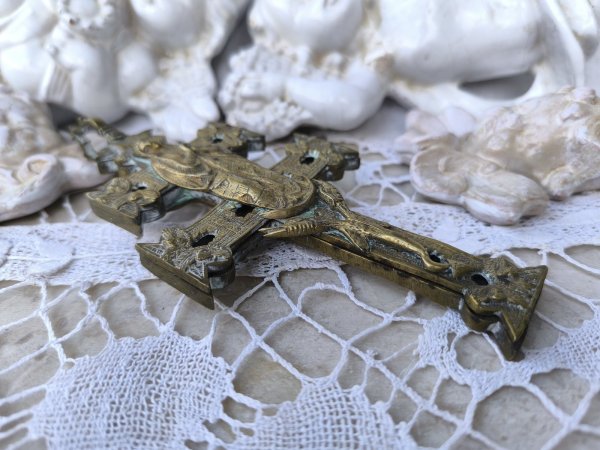 画像19: 【聖遺物入れ仕様キリスト磔刑十字架】【異形カラバカクロス】【片面キリスト片面聖母】スペイン・アンティーク＆ヴィンテージ聖品 (19)