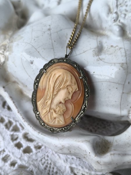 画像16: 【聖母子のシェルカメオペンダントブローチ】【マルカジットシルバージュエリー】イタリア・アンティーク・ヴィンテージ品 (16)