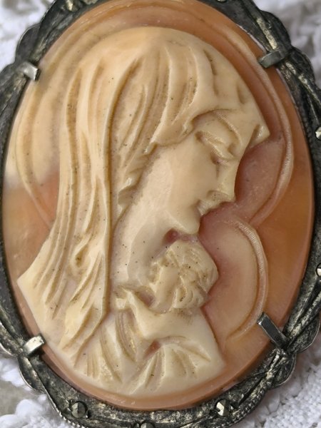 画像10: 【聖母子のシェルカメオペンダントブローチ】【マルカジットシルバージュエリー】イタリア・アンティーク・ヴィンテージ品 (10)