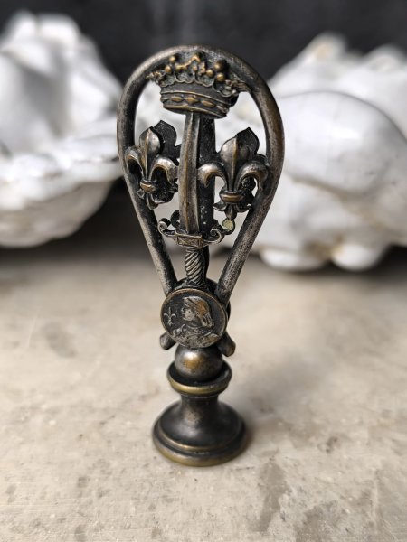 画像2: 【聖ジャンヌダルク紋章のシーリングスタンプ】【両面透かし細工】フランス・アンティーク＆ヴィンテージ品 (2)