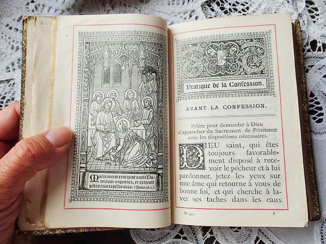 老人用大きめ文字印刷祈祷書】【1891年】フランス・アンティーク 