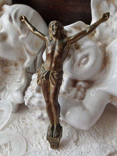 十字架なしキリスト磔刑像】【壁掛け用】イタリア・アンティーク 